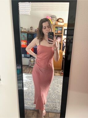 Zara Dusty Rose Slip Midi Dress